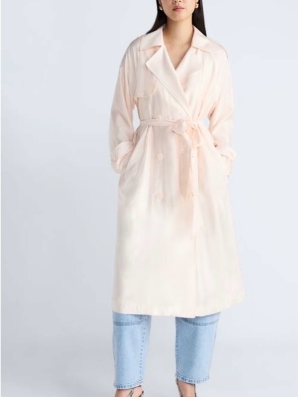 Soft Blush Belted Trench Coat